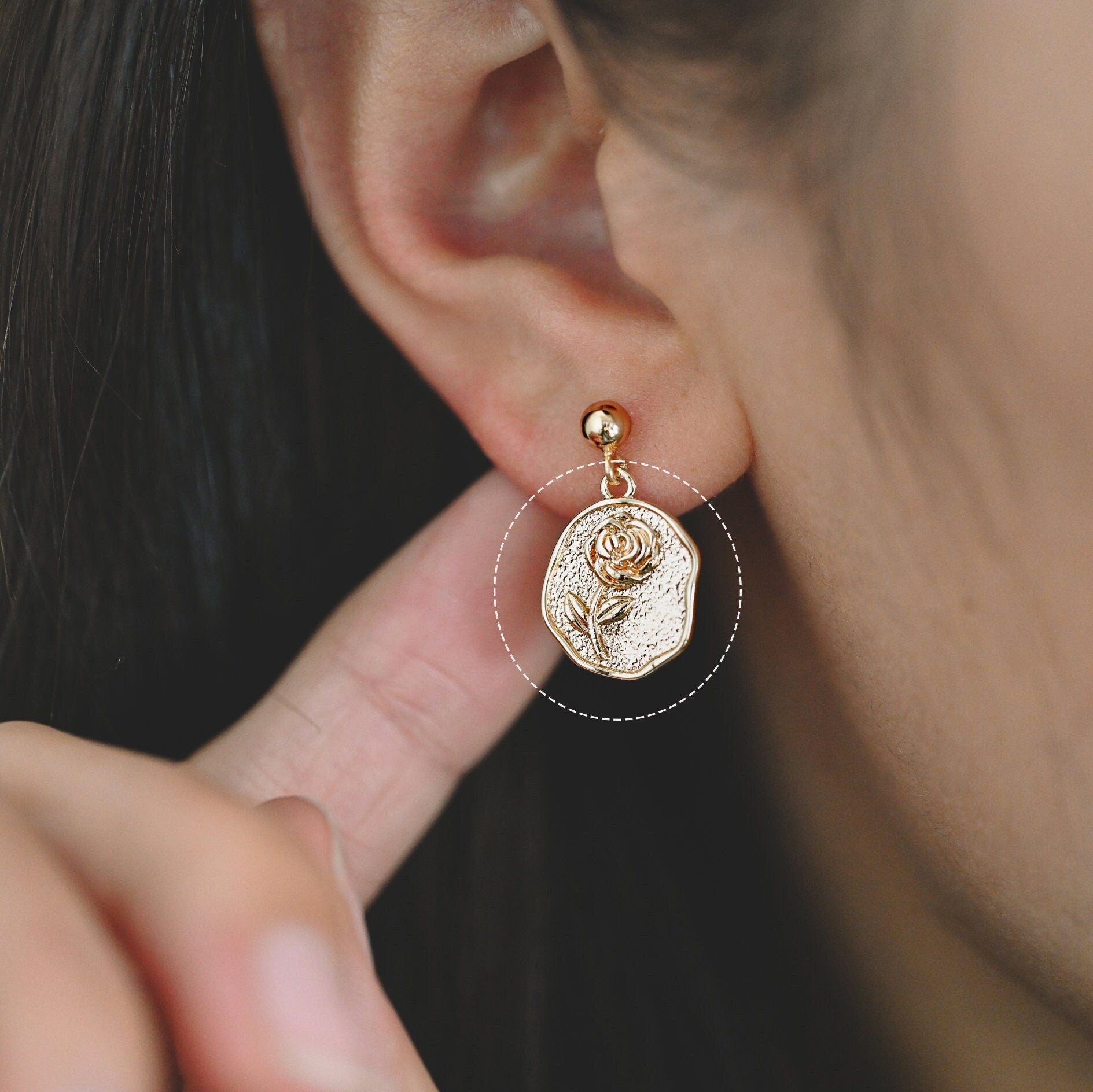 4pcs Gold Rose Charms 17x13mm, 18K Gold plated Brass, Floral Earring Pendants (GB-1281-A)